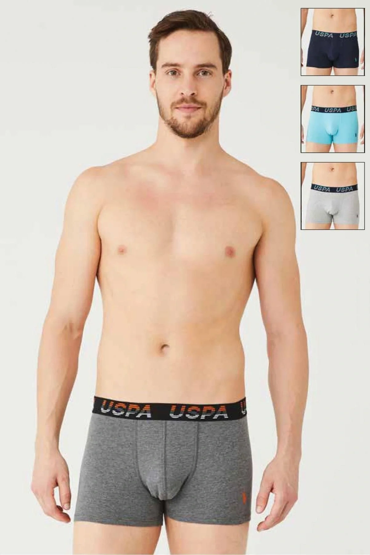 Erkek Lacivert - Mınt - Gri Melanj 3 Lü Boxer