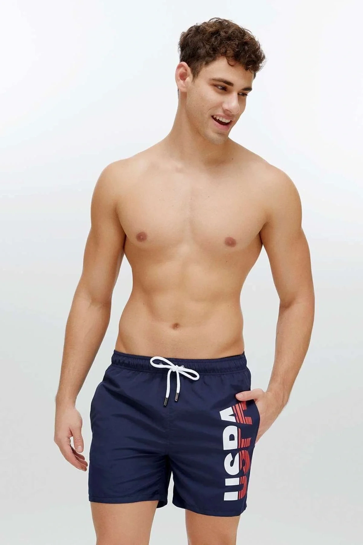 Erkek Lacivert Orta Boy Deniz Şortu 22004