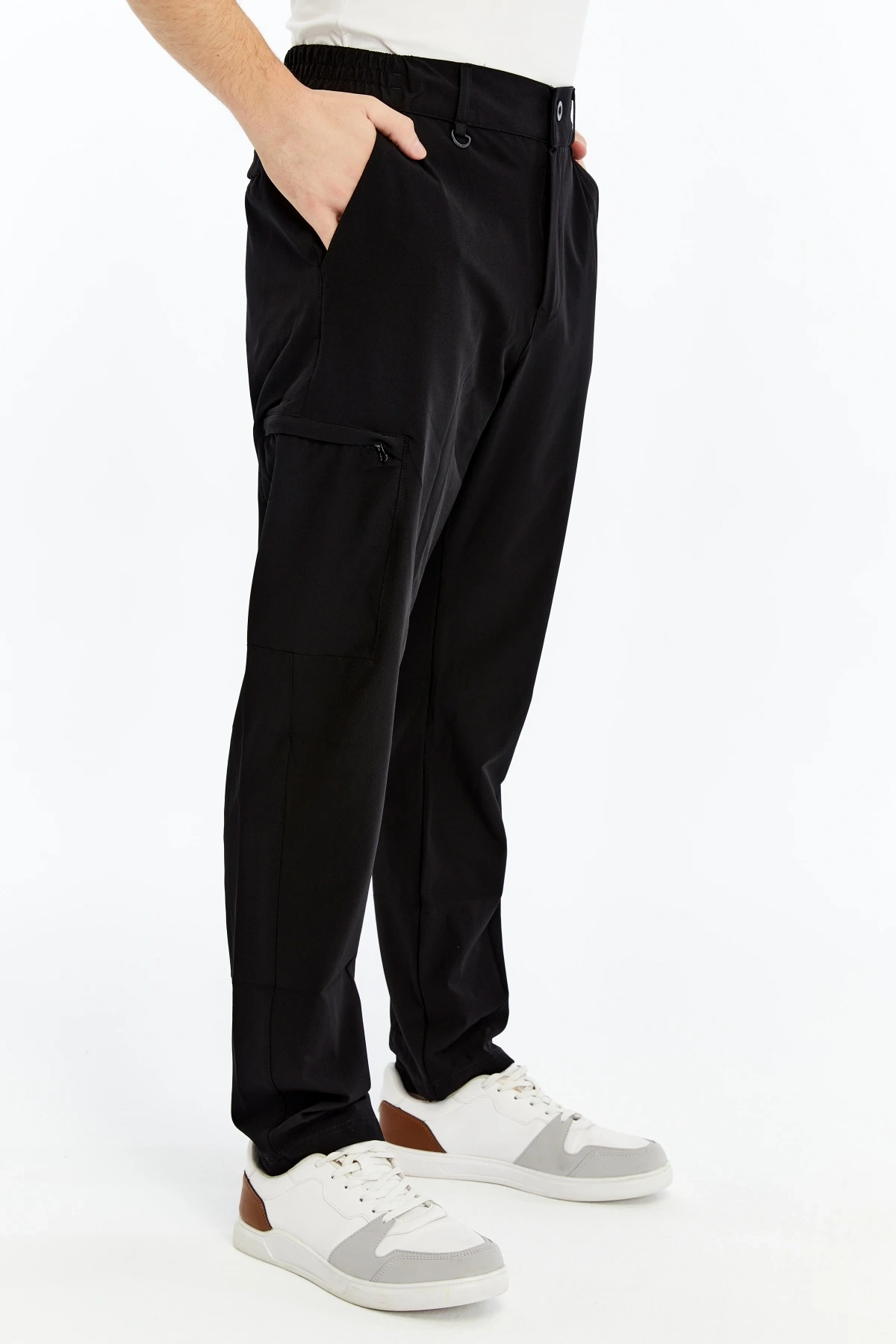 Erkek Lastikli Pantolon Paraşüt Kumaş Siyah
