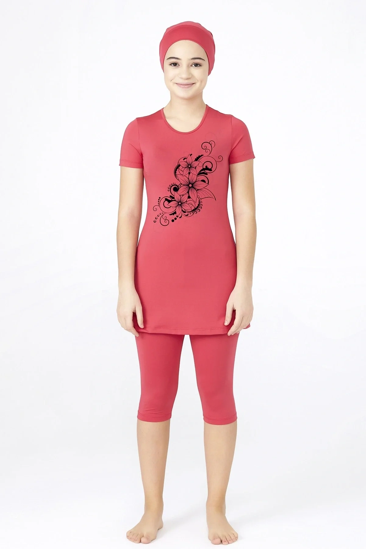 Genç Baskılı Yarı Tesettür Mayo