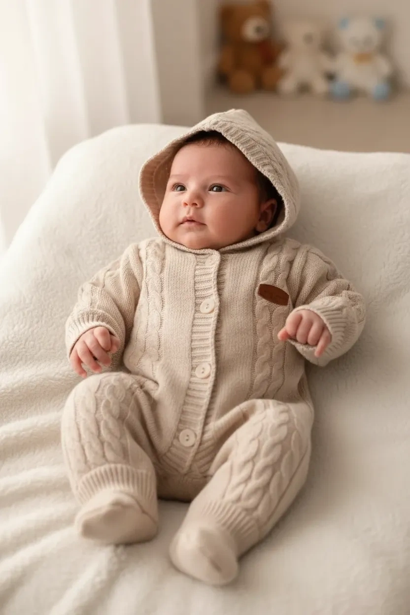 Içi Welsoftlu Triko Kışlık Bebek Tulum 302438