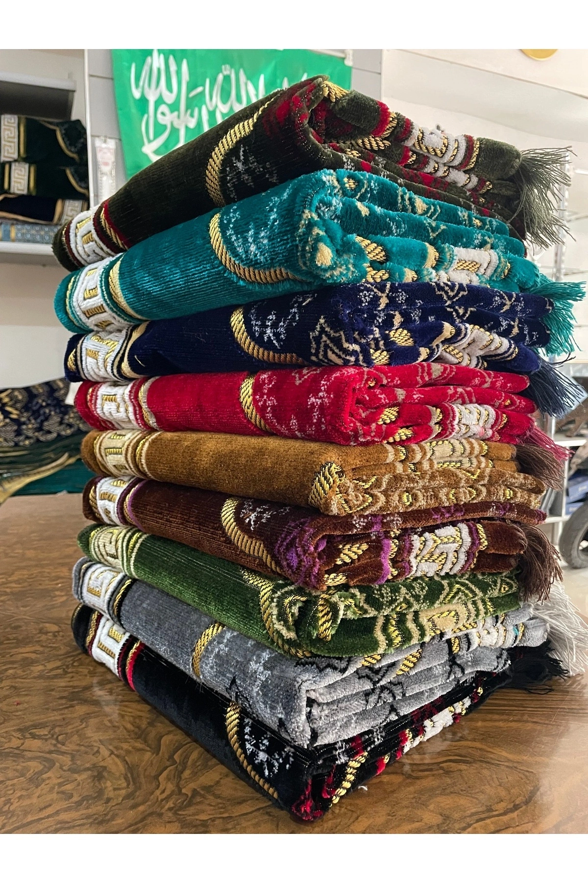 5 Adet Kadife Şipinger Seccade Hac Ve Umre Hediyesi (Karışık Renk ve Desen)