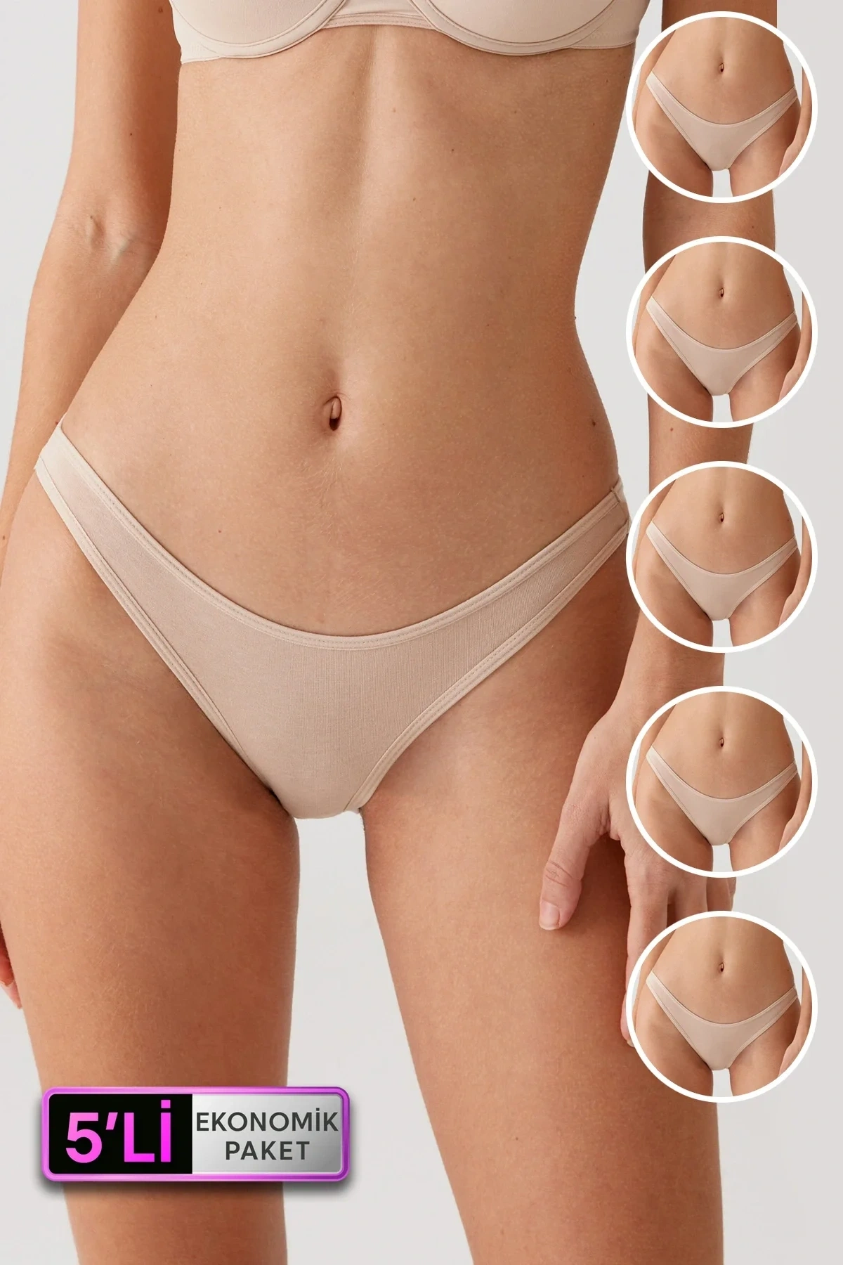 Kadın 5li Ekonomik Paket Ten 2055 Basic Brief Pamuklu Külot