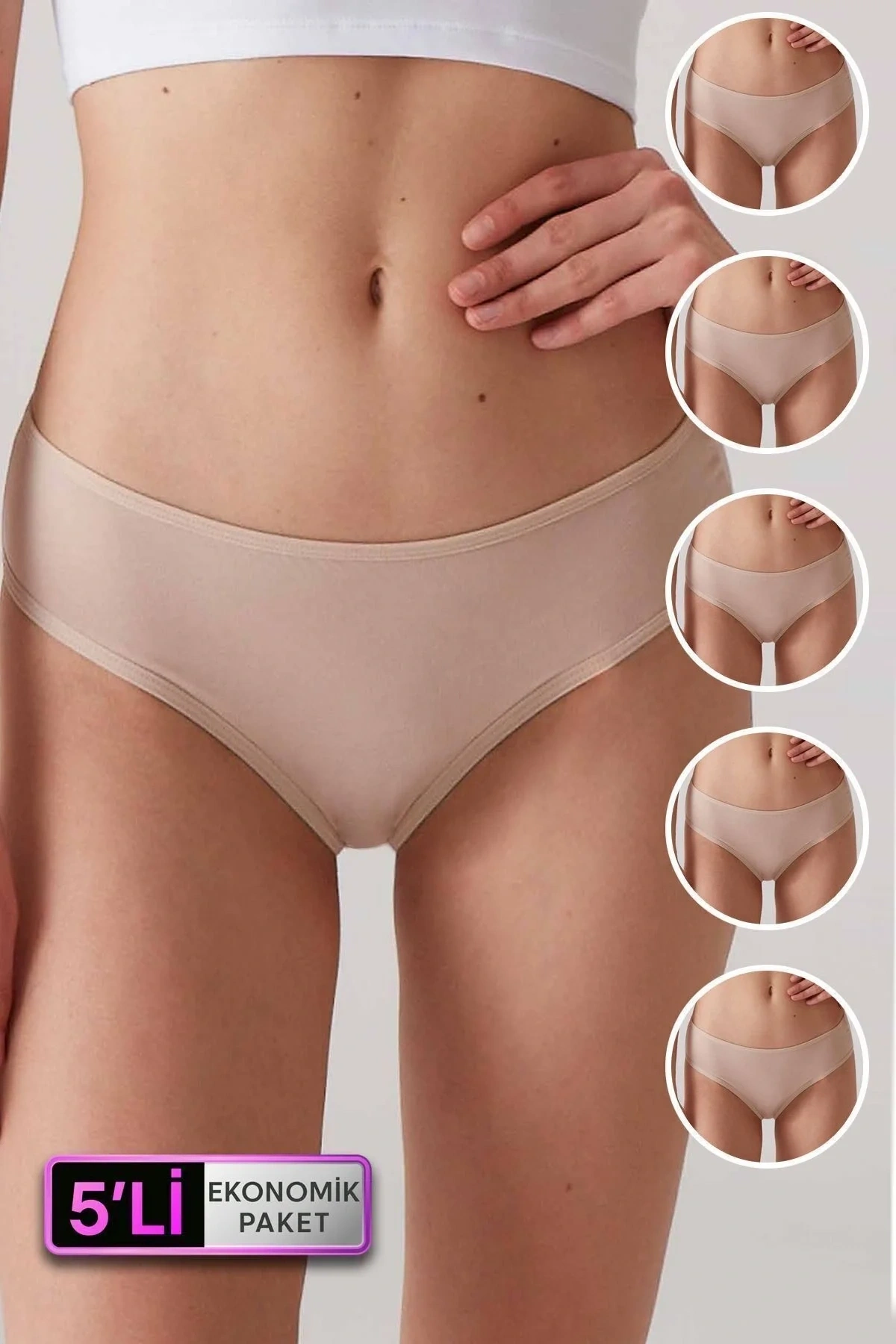 Kadın 5li Ekonomik Paket Ten 2957 No Show Classic Pamuklu Basic Külot