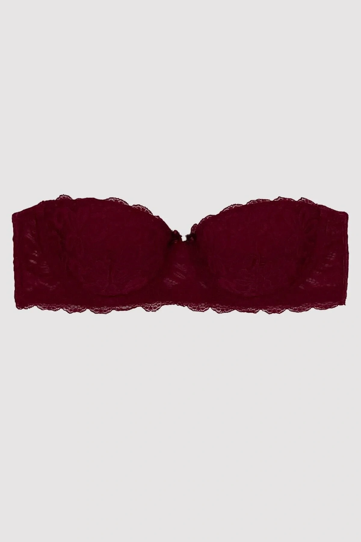 Kadın Bordo 6203 Balenli Destekli Straplez Dantelli Sütyen