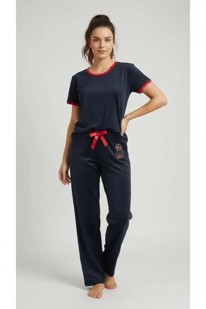 Kadın Kadife Boru Paça Rahat Kesim Pijama Alt