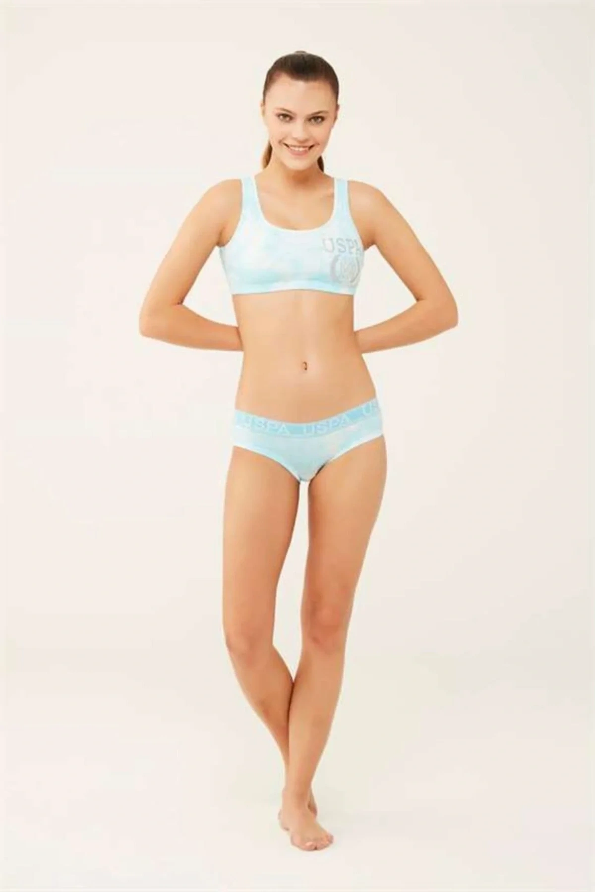 Kadın Lisanslı Mavi Büstiyer Şort Takım