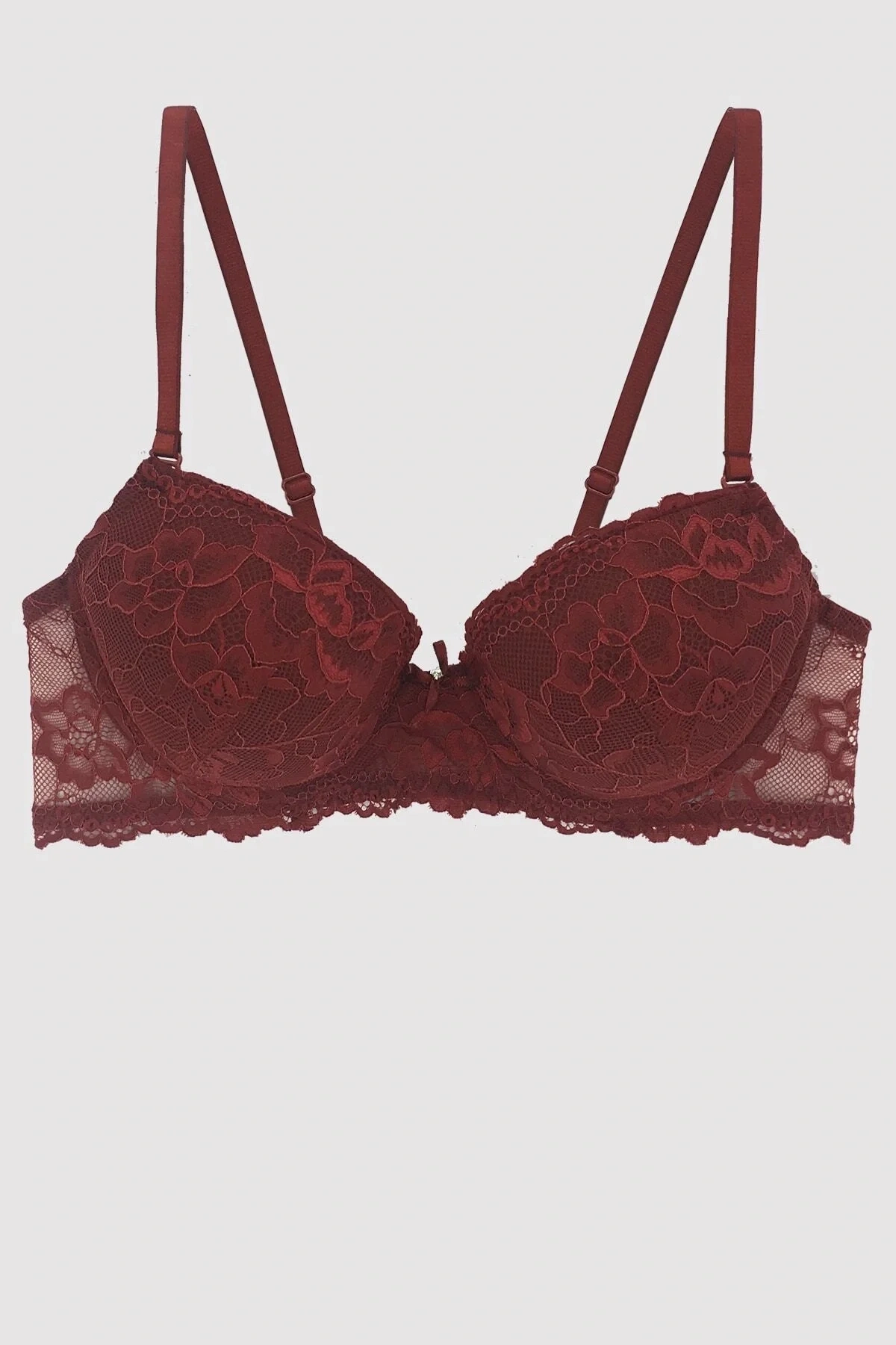 Kadın Vişne 6200 Madrid Balenli Desteksiz Dantelli Sütyen (tak - Çıkar Askılı)