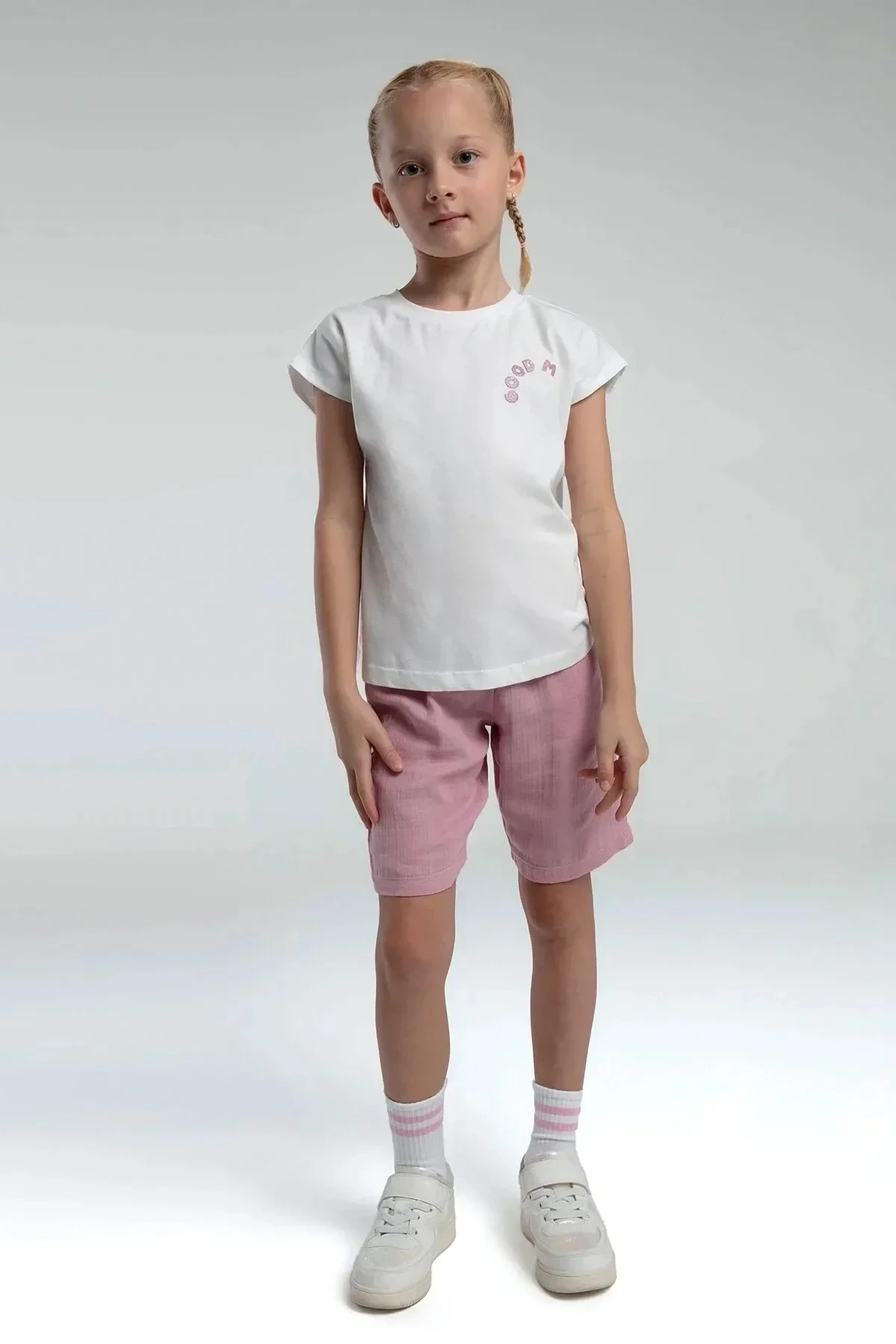 Kız Çocuk Bermuda Takım - Beyaz