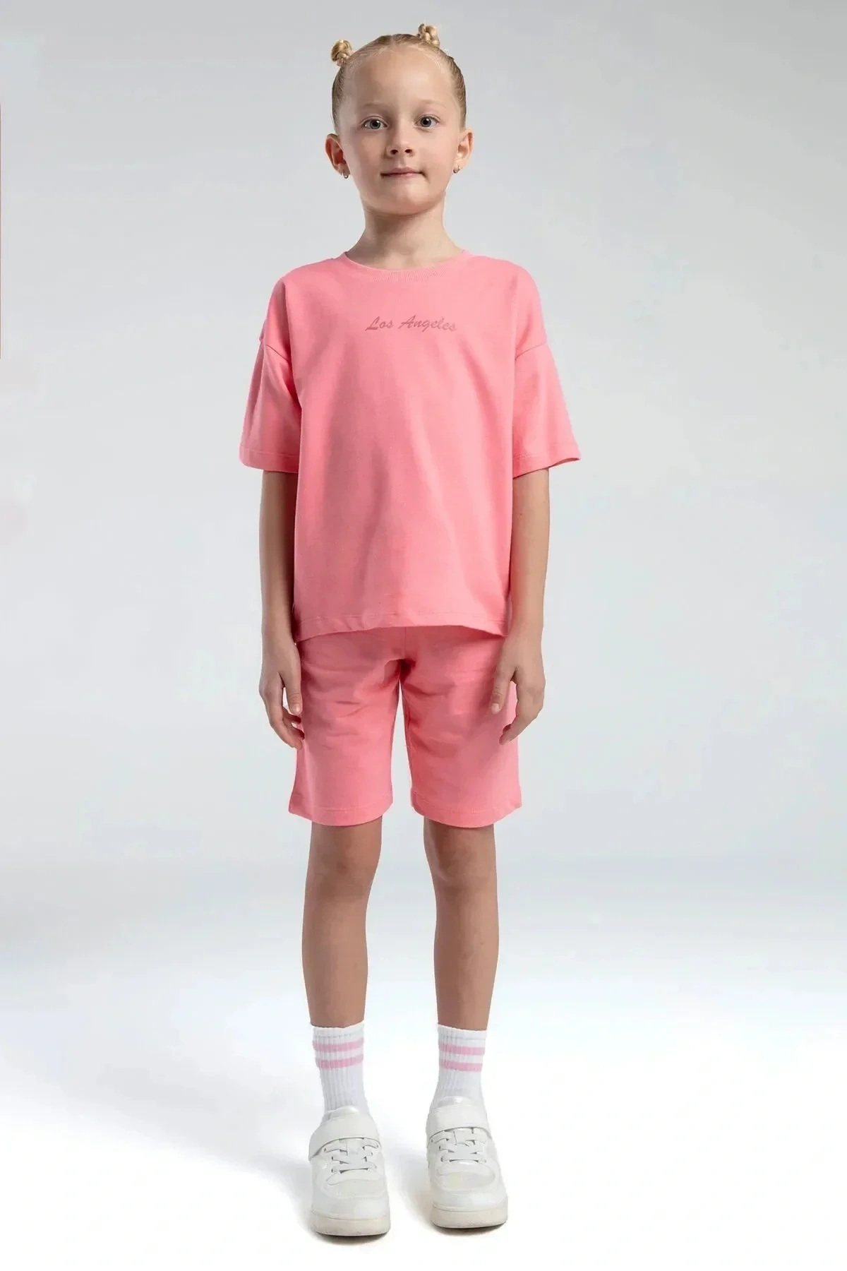 Kız Çocuk Bermuda Takım - Neon Pembe