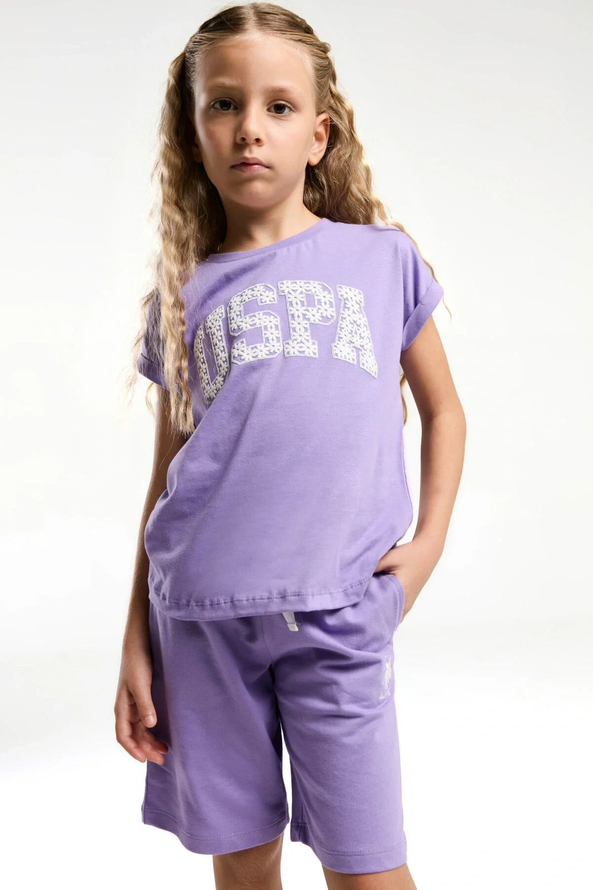 Kız Çocuk Mor Bermuda Takım