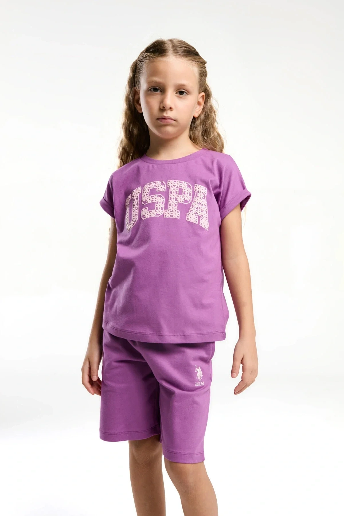 Kız Çocuk Mor Bermuda Takım