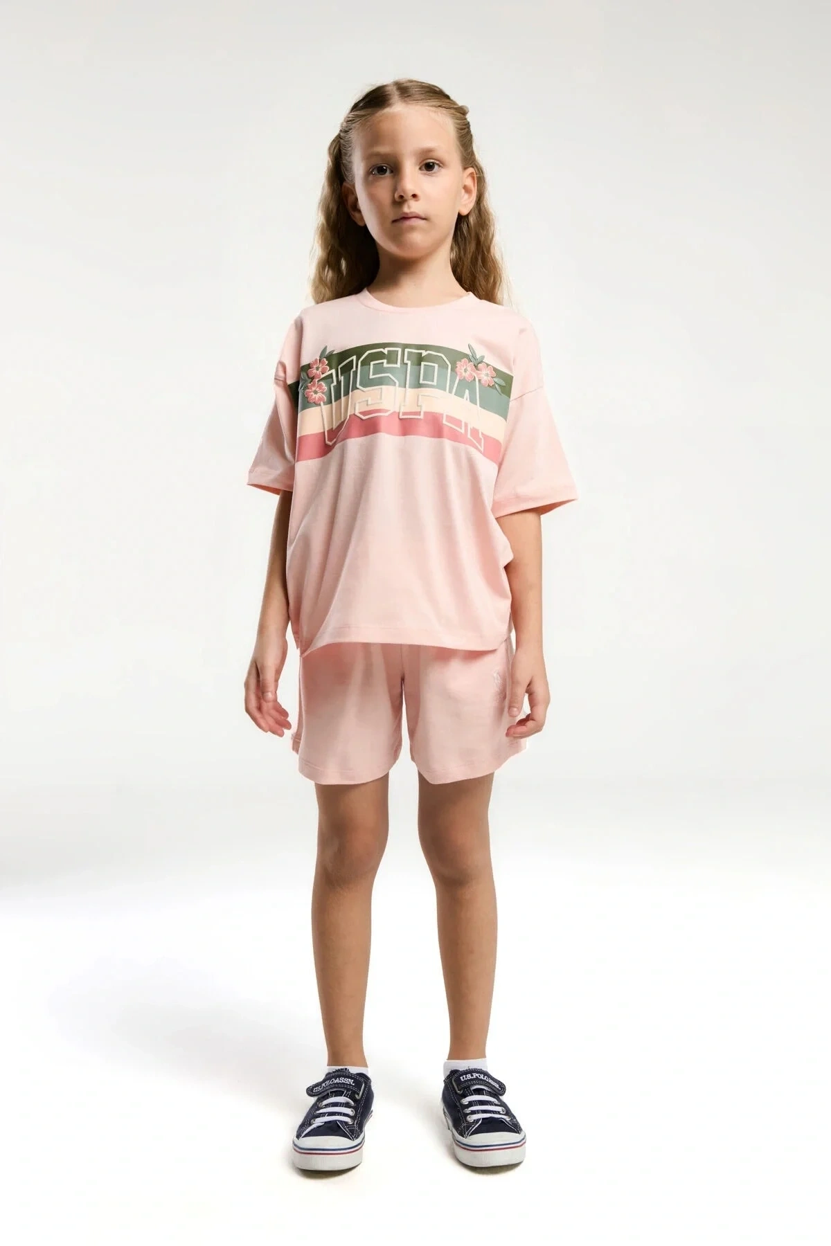 Kız Çocuk Pembe Şort Takım