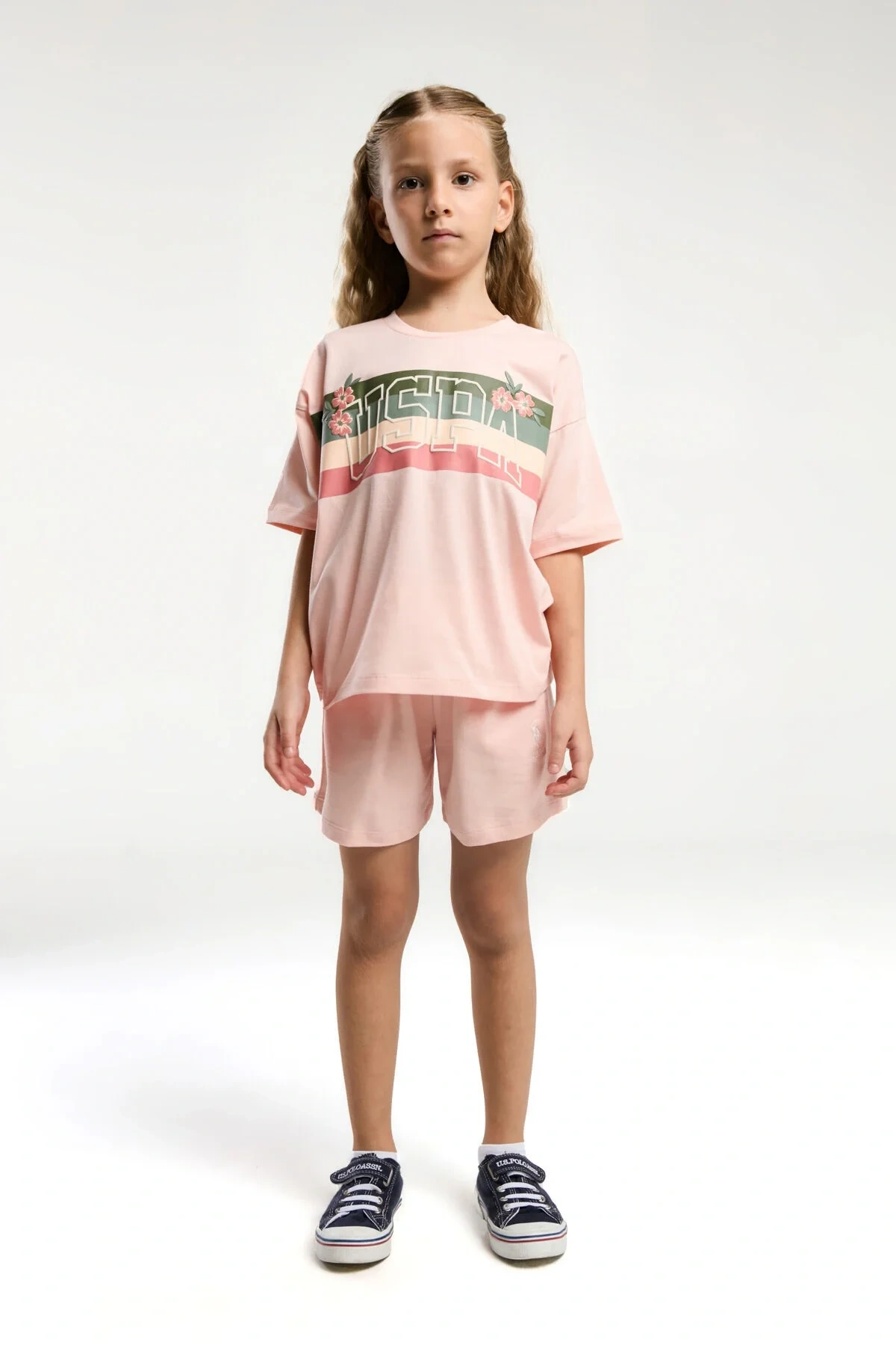 Kız Çocuk Pembe Şort Takım