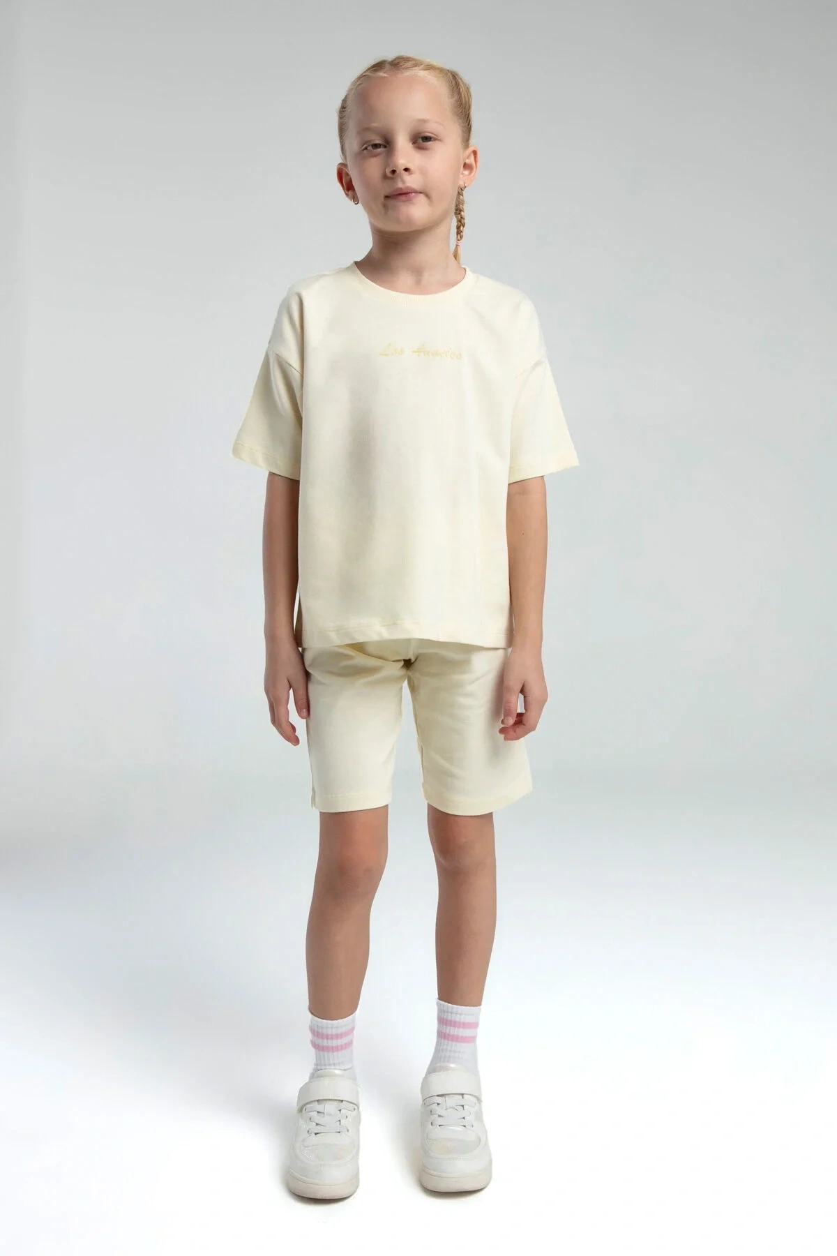 Kız Çocuk Sarı Bermuda Takım