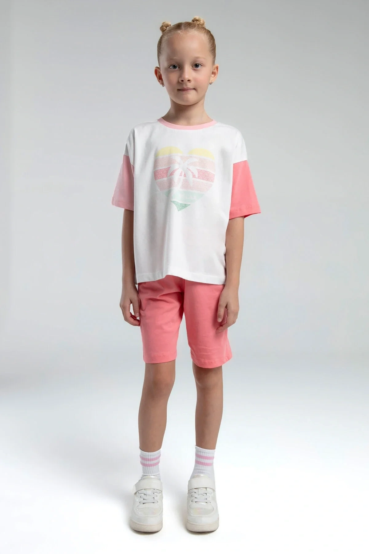 Kız Çocuk Turuncu Bermuda Takım