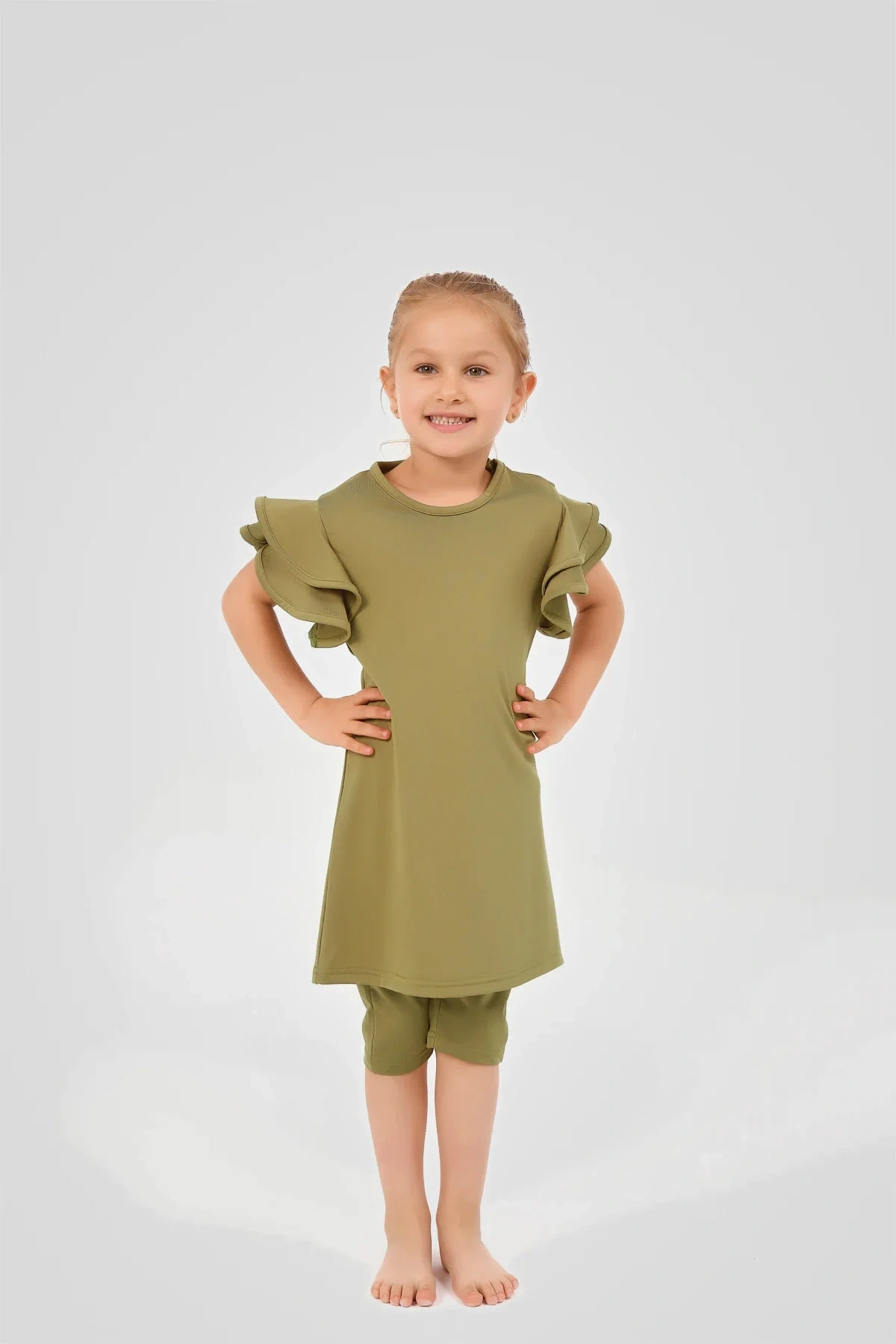 Kolları Volan Detaylı Yarım Kol Çocuk Mayo