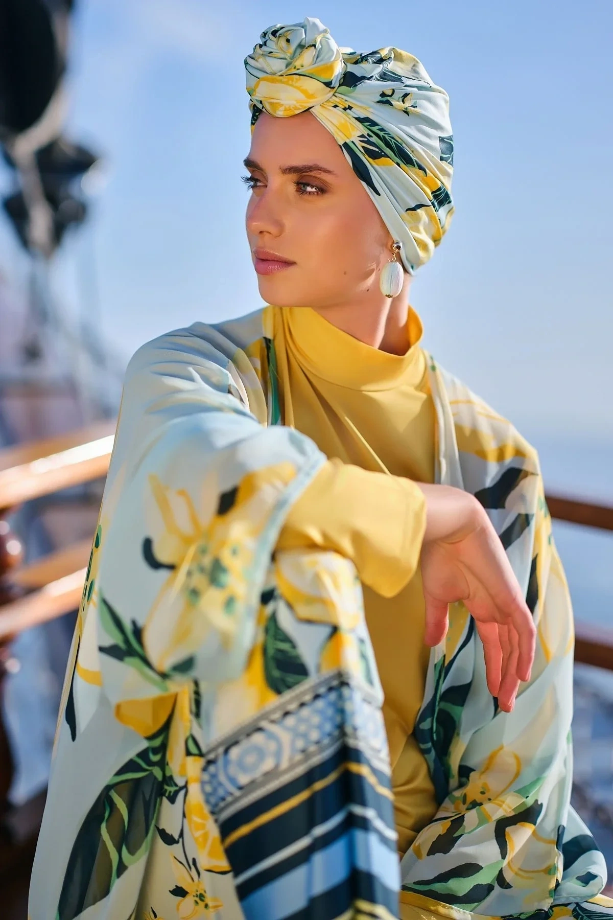 Limon Desenli Tesettür Mayo