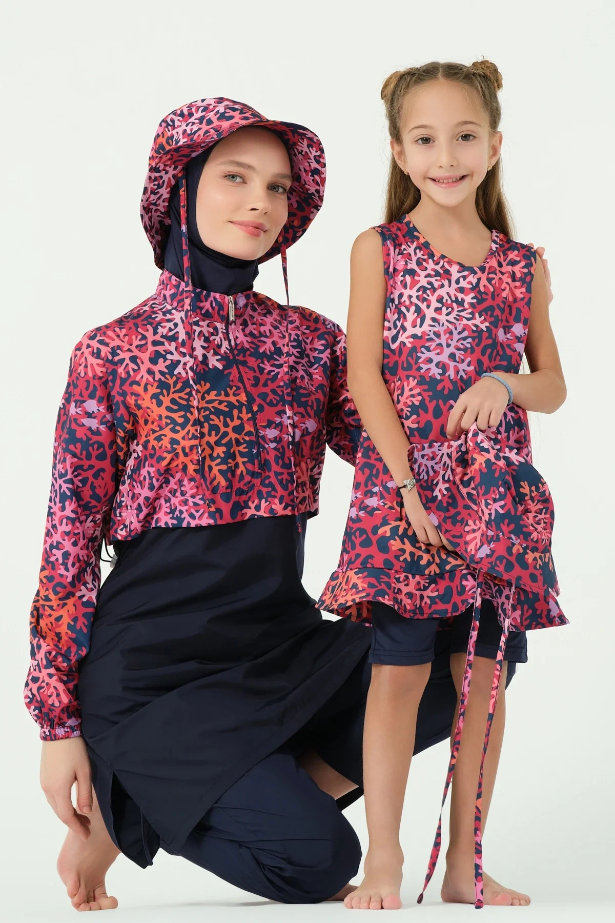 Mercan Şapkalı Sıfır Kol Çocuk Mayo