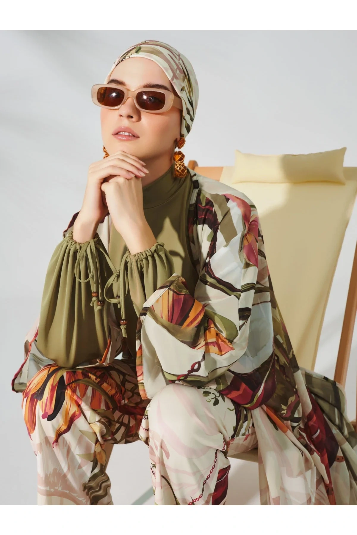 Natural Desenli Tesettür Mayo