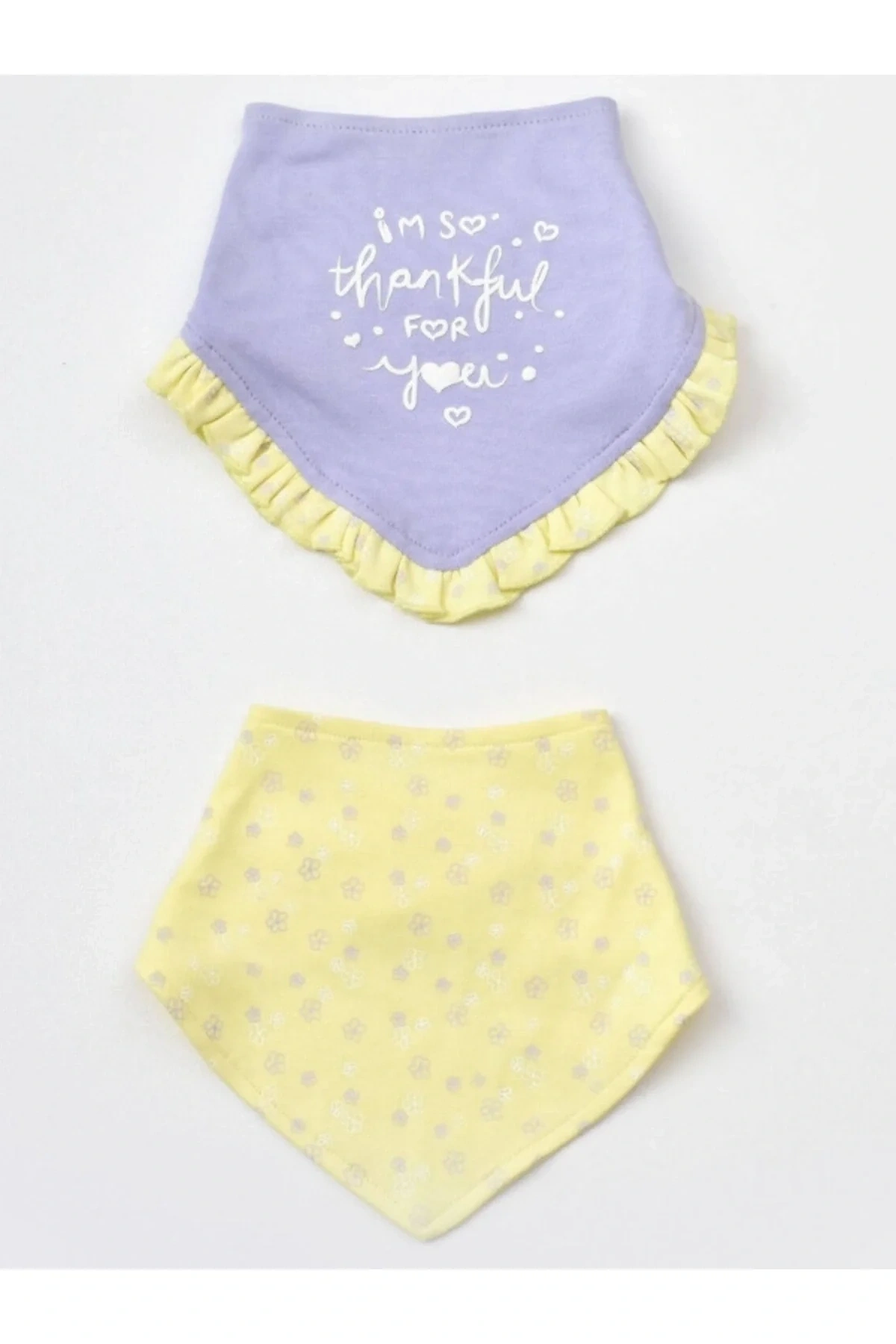 Organik Fular Önlük 2li Love You Baby Yellow Lavender