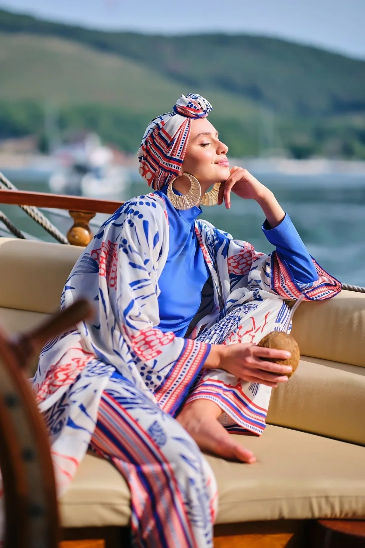 Yakamoz Desenli Tesettür Mayo