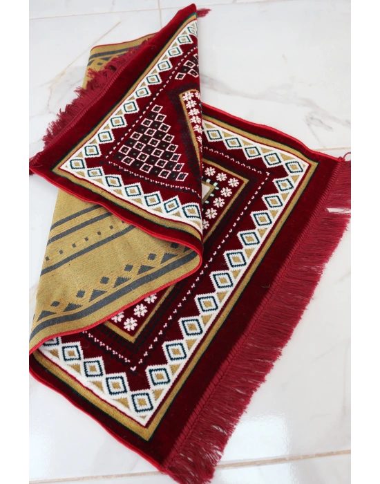 10 Adet Kadife Seccade Bordo-Beyaz Hac Ve Umre Hediyesi 500gr