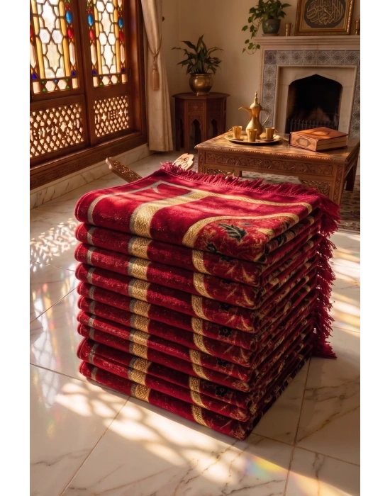 10 Adet Kadife Seccade Bordo Hac Ve Umre Hediyesi 500gr