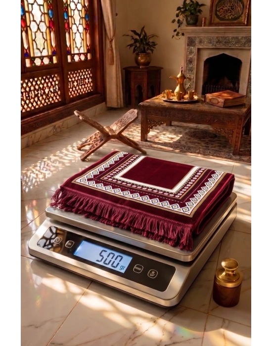 10 Adet Kadife Seccade Bordo-Beyaz Hac Ve Umre Hediyesi 500gr
