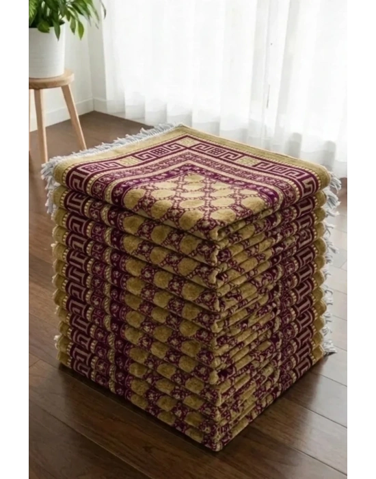10 Adet Kadife Seccade Eflatun (70cmx110cm 400gr) Hac Ve Umre Hediyesi
