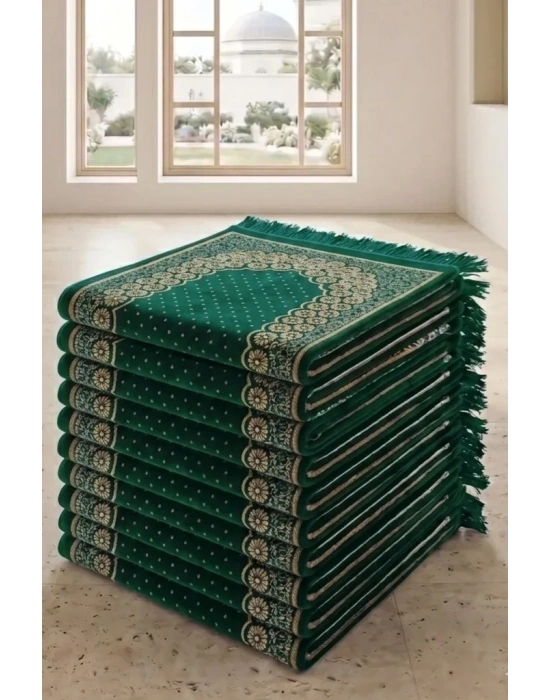 10 Adet Kadife Seccade Yeşil Güller Hac Ve Umre Hediyesi 500 gr