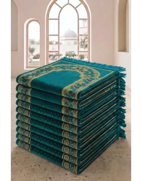 10 Adet Kadife Seccade Yeşil Hac Ve Umre Hediyesi 500 gr