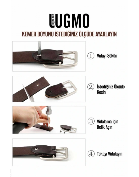 2 Adet Hakiki Deri Erkek Kemer 4,5 cm Dikiş Desenli Siyah