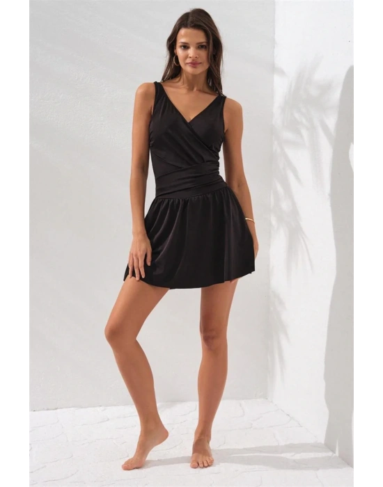 231130 Lena Kruvaze Formlu Şortlu Elbise Mayo