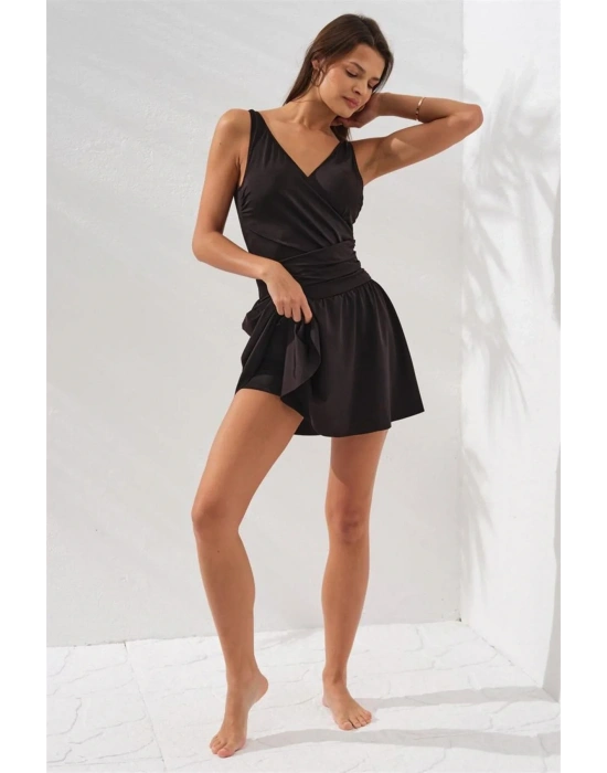 231130 Lena Kruvaze Formlu Şortlu Elbise Mayo