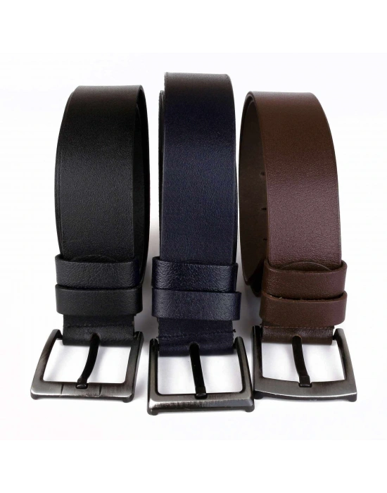 3 Adet Hakiki Deri Erkek Kemer 4,5 cm