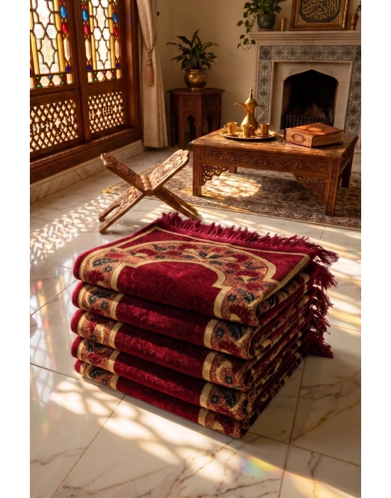 5 Adet Kadife Seccade Bordo Hac Ve Umre Hediyesi 500gr