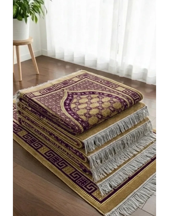 5 Adet Kadife Seccade Eflatun (70cmx110cm 400gr) Hac Ve Umre Hediyesi