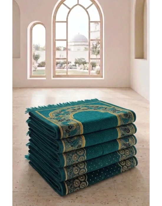 5 Adet Kadife Seccade Yeşil Hac Ve Umre Hediyesi 500 gr