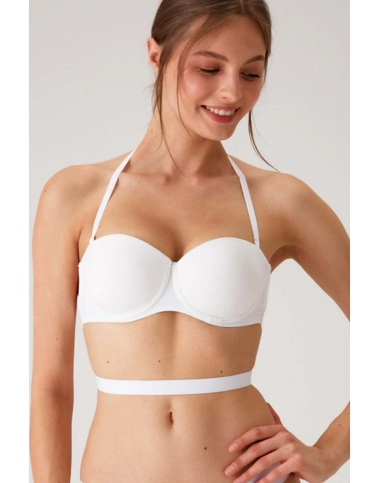 6027 Beyaz Pisa Push Up Straplez Multi Function Mikro Sütyen Askı Hediyeli
