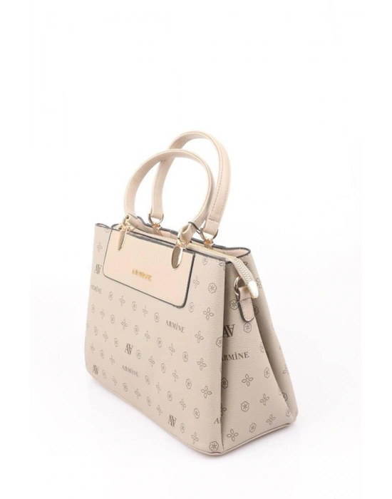 Kadın Omuz Çanta Klasik 206 Vizon Baskılı