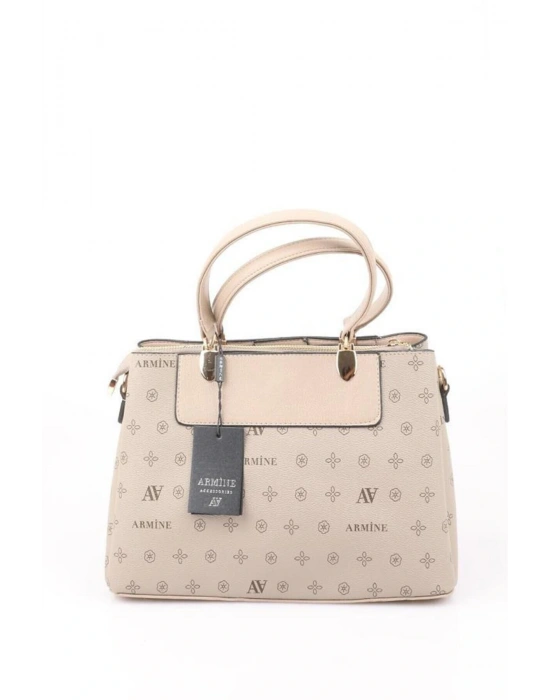 Kadın Omuz Çanta Klasik 206 Vizon Baskılı