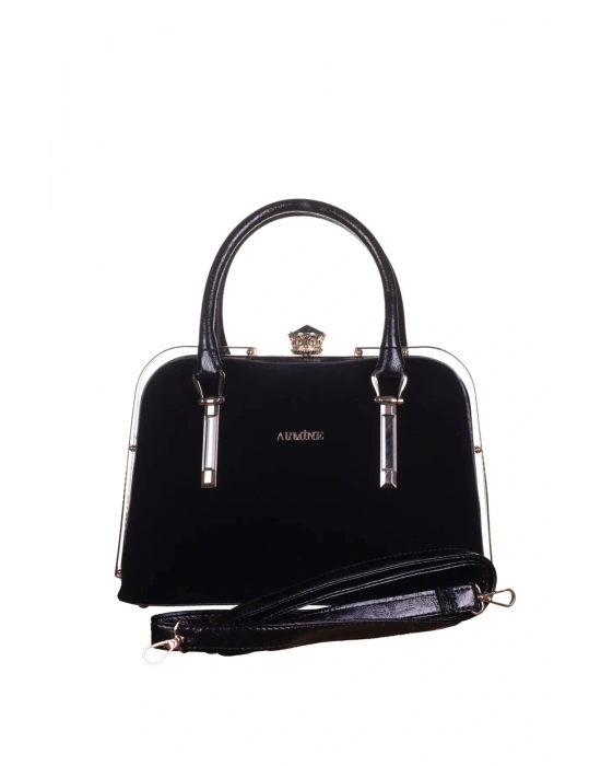 Armine Kadın Omuz Çantası 339 Siyah Süet
