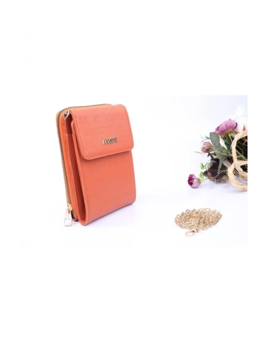 Armine Kadın Çanta, Zincir Askılı Abiye Omuz Çantası 266 Turuncu Lazer