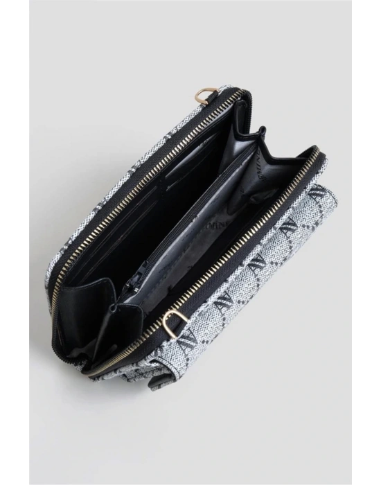 Armine Kadın Omuz Çantası, Çapraz Çanta 324 Gri Noktalı