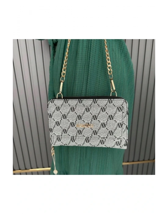 Armine Kadın Omuz Çantası, Çapraz Çanta 324 Gri Noktalı