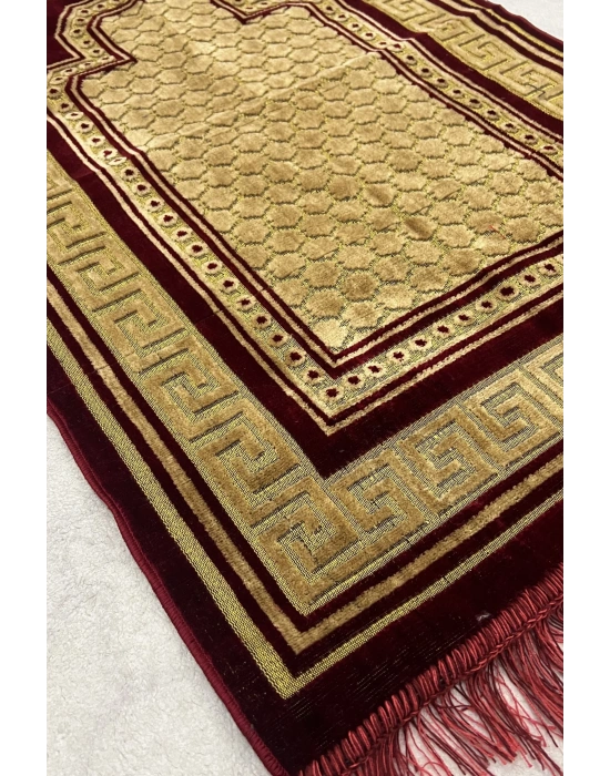 Kadife Püsküllü Seccade Bordo