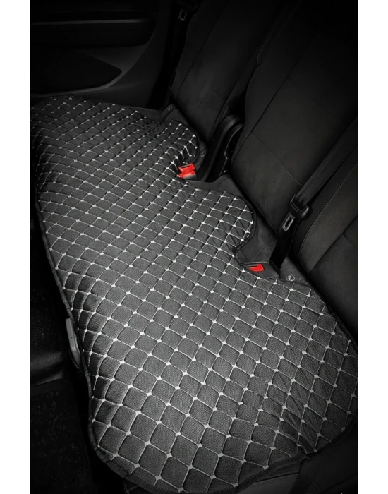 3 Parça Keten Oto Koltuk Minderi 7mm Süngerli Astarlı Cepli Terletmez Tüm Araçlarla Uyumlu