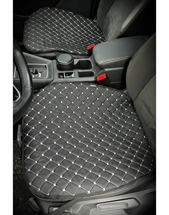 3 Parça Keten Oto Koltuk Minderi 7mm Süngerli Astarlı Cepli Terletmez Tüm Araçlarla Uyumlu