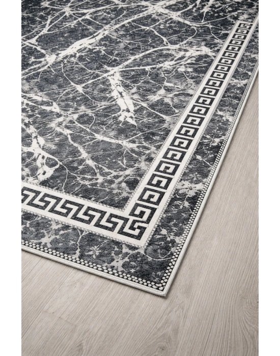 Kilim Savan Çift Taraflı Modern Desenli Yıkanabilir Pamuklu Dokuma 2x3 Metre Gri